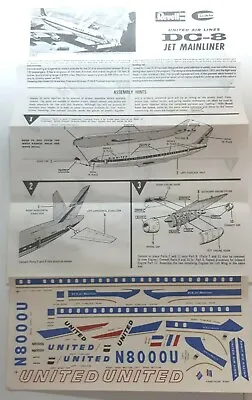 Revell Douglas DC-8-30 United Airlines N8000U 1/144 Scale Decal Instruction Only • $19.30