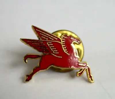 Rare 3/4  Mobil Oil Enamel Flying Red Pegasus Iconic Logo Lapel Pin • $12.95