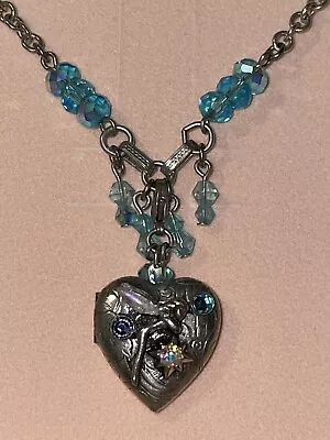 NIB QVC Kirks Folly Fairy Dream Crystal Charm & Locket Necklace Silvertone! • $9.99