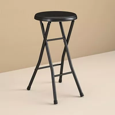 Folding Metal Stool Portable Chair 24 Inch Height Round Camping Stool W/ Padded • $15.47