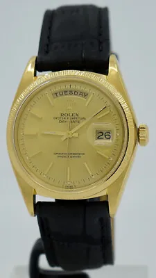 Rolex Ref 1807 18k YG Auto 36mm Gold Dial Bark Finish Oyster Perpetual Day-Date • $13000