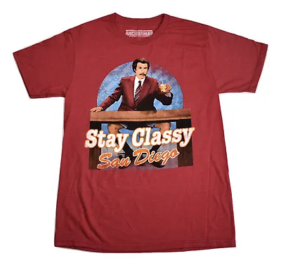 Anchorman Mens Ron Burgandy Stay Classy San Diego Funny Red Shirt New L 2XL • $9.99