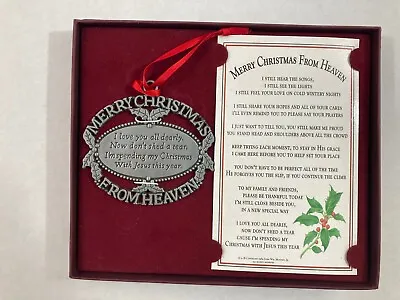 Merry Christmas From Heaven Pewter Ornament W/poem & Box • $9.39
