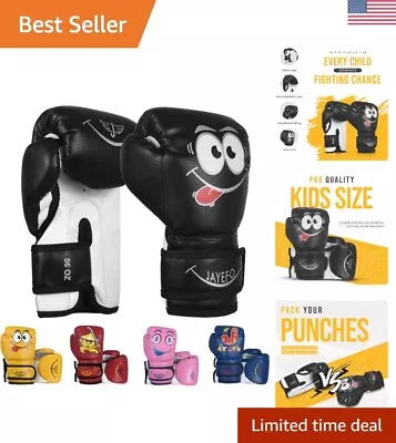 Youth Boxing Gloves For Kids - 6oz Black Leather Gloves For Boxing & MMA • $31.99