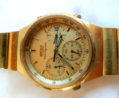 Vintage Men's Seiko Chronograph Date/Day WR100 Quartz Watch 7A38-7190 • $20.50