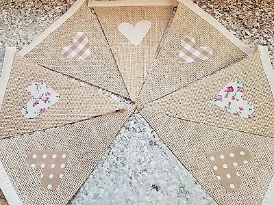 Handmade Vintage Style Bunting - Hessian With New Neutral Hearts  • £4.50