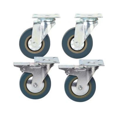 £12.95 • Buy 4x Castor Wheels Large 100mm, 600KG Heavy Duty Rubber Swivel Furniture Casters