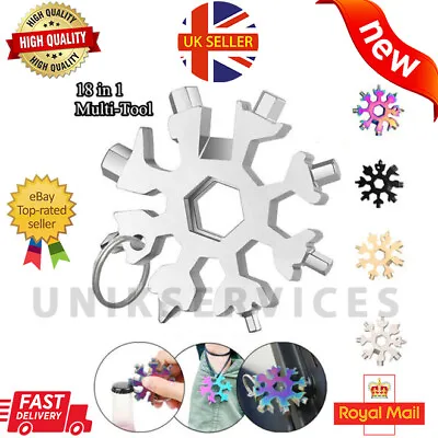 £2.99 • Buy Portable DIY 18-in-1 Snowflake Multifunction Tool Stainless Steel Gadget Keyring