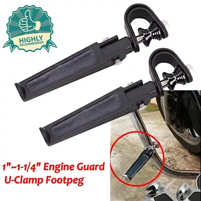 U-Clamp Foot Pegs Rest 1 ~1-1/4  Highway Engine Crash Bar For Harley Motorcycle • $28.45