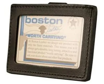 $20.99 • Buy Boston Leather Horizontal ID Holder W Belt Clip For Police EMS Swat Emergency