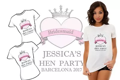 £1.99 • Buy Personalised Bride Bridesmaid Hen Party Hearts  Iron On T-shirt Transfer