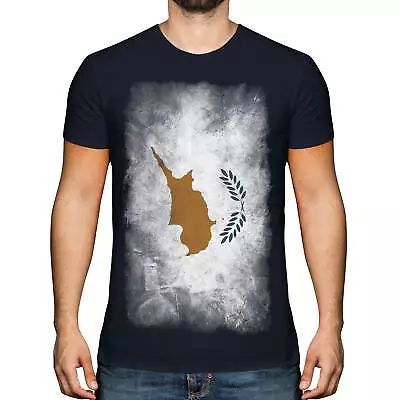 £9.95 • Buy Cyprus Faded Flag Mens T-shirt Tee Top Kypros Football Cypriot Gift Shirt