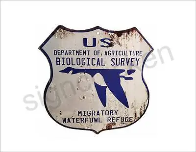 Replica Vintage- 1930 NATIONAL WILDLIFE REFUGE Duck Fowl Hunting Sign SHIELD • $16.99