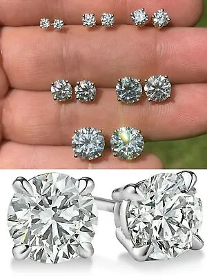 Real Moissanite Stud Earrings 925 Silver Hip Hop Mens Ladies Single Or Pair Iced • $175.93