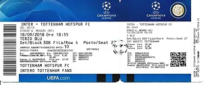 TICKET: Inter Milan V Tottenham (UEFA Champions League) 2010/2011 #2 - UNUSED • £5.99