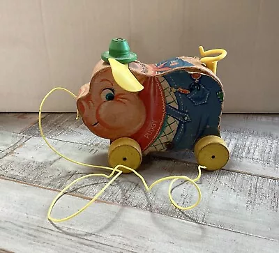 Vintage 1962 Fisher Price “Pudgy Pig” Pull Toy #695 • $9