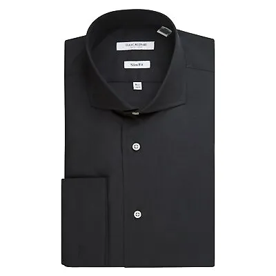 Isaac Mizrahi Men's Slim Fit Spread Collar French Cuff Cotton Solid Dress Shirt • $29.97