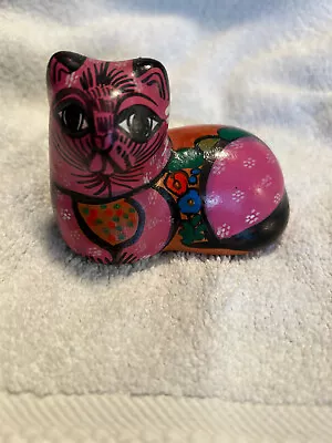 Vtg Tonala Cat - Kitten - Clay Pottery Figurine - Pink - Hand Painted • $4.95