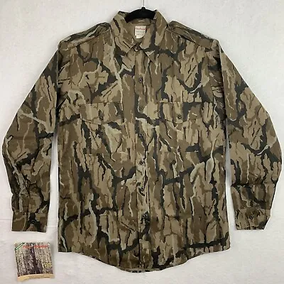 Vintage Camo Hunting Shirt Mens M Button Up Long Sleeve Brown USA Flaw • $15.95