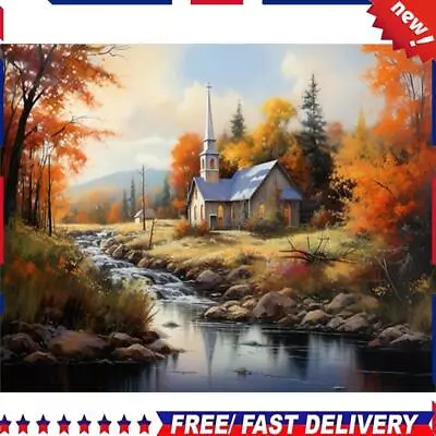 Paint By Numbers Kit On Canvas DIY Oil Art Countryside Scenery Picture 50x40cm U • £7.79