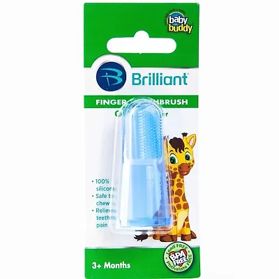 Baby Buddy Infant Finger Tooth Gum Brush Silicone Toothbrush & Massager Blue • £6