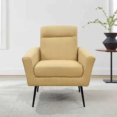 Mid Century Modern Upholstered Fabric Accent Chair With Metal Legs • $95.99