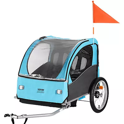 VEVOR Child Bike Trailer Foldable 2 Seater Trailer Double Kids Carrier 110 Lbs • $138.99