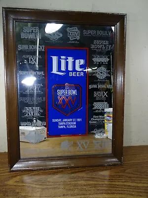 Vintage Miller Lite Super Bowl XXV Framed Mirror Sign! • $59.99