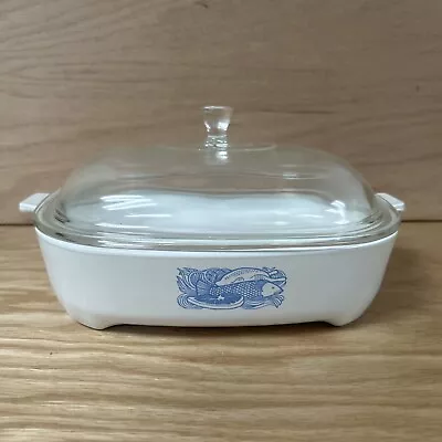 Vintage Corning Microwave (fish/poultry) Rare Design Browning Dish W/ Lid • $20