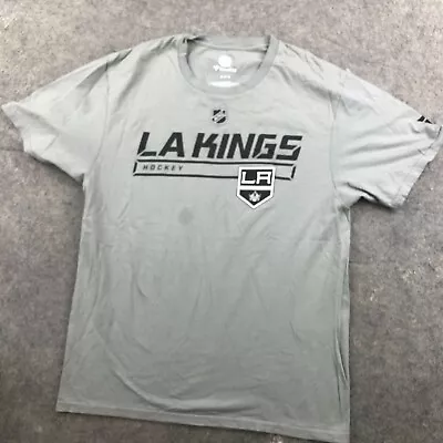 Los Angeles Kings Shirt Mens Medium Gray Spell Out Short Sleeve NHL Hockey * • $10.63