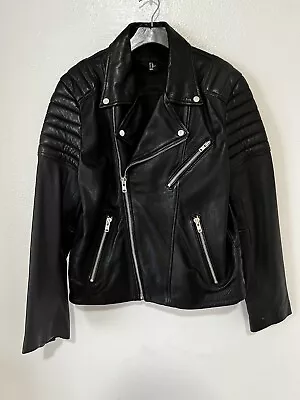 H&M Men's Premium Line Black Leather Biker Jacket - 42R U.S. • $135