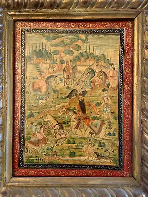 Antique 19th Century Persian Qajar Lacquer Painting/Miniature/Hunting. • $3750