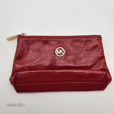 Michael Kors Cosmetic Makeup Bag Clutch Red AP-1506 Logo Design MK • $30