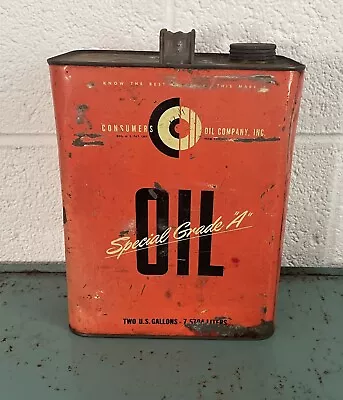 Antique Consumers Oil Company Inc Special Grade  A  Oil Can 2 Gallon Empty Can • $60