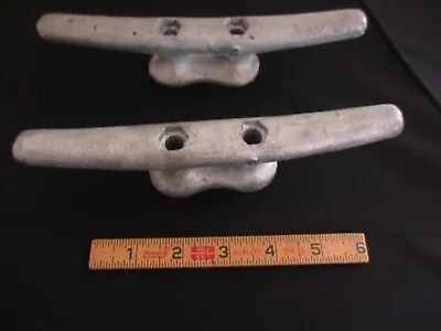 Lot Of 2 Vintage Galvanized Steel Dock 8  Cleats Mooring Boat Tie Down Pair • $24.97