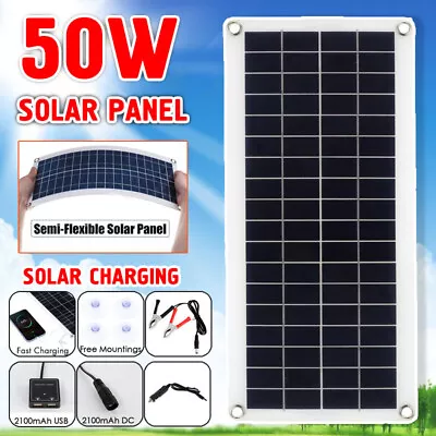 12V Solar-Panel 50W Trickle Car Van Boat Caravan Camper Flexible Battery Charger • £16.99