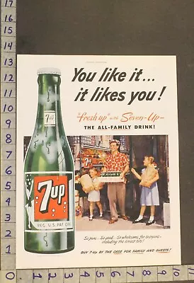 1952 7up Soda Pop Grocery Store Wood Case Bottle Food Market Decor Art Ad Xc31 • $21.95