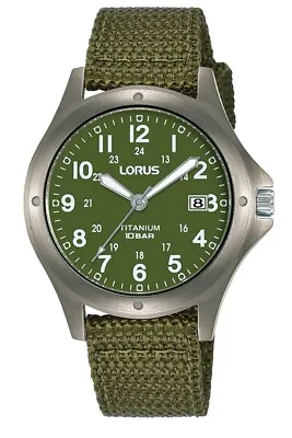 $75.49 • Buy Lorus Gents Military Titanium Watch RG875CX9 (RXD425L8 Re-issue) NEW