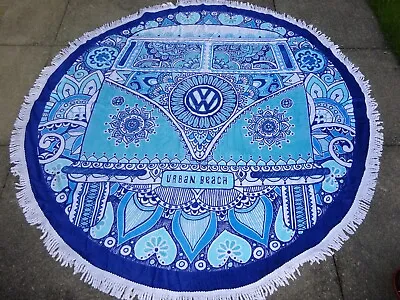 VW Campervan Surfing 100% Cotton Velour Round Beach Towel  Big Size  • £19.99