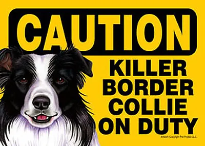 Killer Border Collie On Duty Dog Sign Magnet Hook & Loop Fastener 5x7 • $16.04