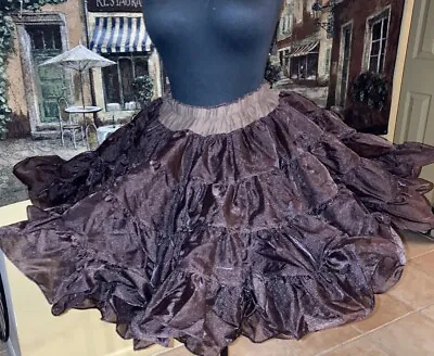Vintage Very Full Crinoline Petticoat Skirt Rockabilly Dance  Brown  M-L • $39.99