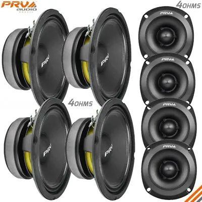 4x PRV 6.5  Midbass Speakers 6MB200-4 V2 + 4x Shallow Tweeters TW350Ti-4 SLIM  • $169.46