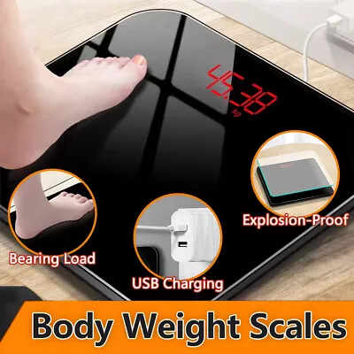 Digital Electronic Glass Bathroom Weight Body Scales Scale Backlit 180kg Gym • $22.99