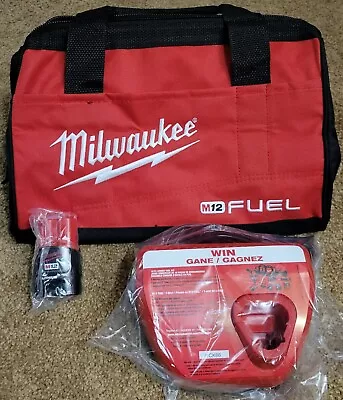 Milwaukee M12 CP2.0 2.0Ah Battery (48-11-2420) Charger Charging Kit W/ Fuel Bag • $45.98