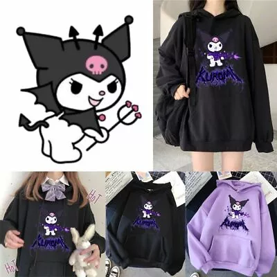 Kawaii Kuromi Hoodie Grunge Gothic Punk Cartoon Print Loose Harajuku Sweater • £10.42