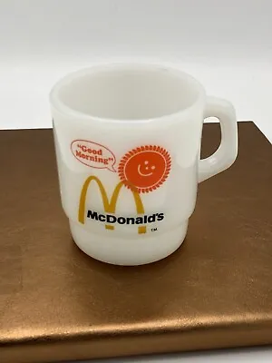 Vintage 1980's McDonald’s Milk Glass Coffee Cup Mug Fire King Anchor Hocking-NOS • $15.99