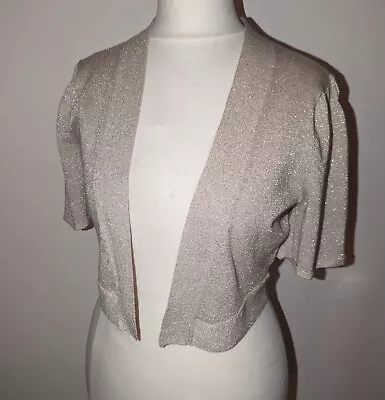 Coast Gold Shrug Bolero Cropped Cardigan Knitted Size Small Wedding Party  • £12.99