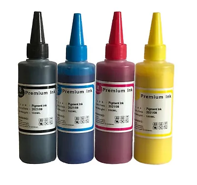 £10.99 • Buy 4 X 100ml Quality Printer Refill Ink Fits Epson Brother HP Ink Bottles Pigment