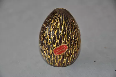 Vintage Egg-Shaped Murano Glass Paperweight Deep Red With Gold Lattice Design  • $25.99