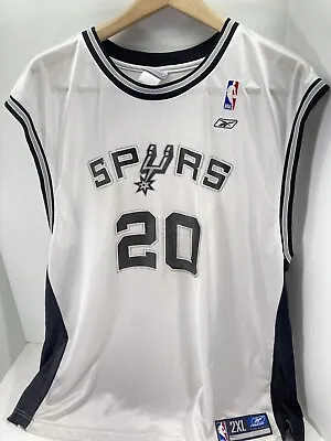 San Antonio Spurs Reebok Jersey Men Size 2XL XXL Manu Ginobili #20 White NBA • $44.96